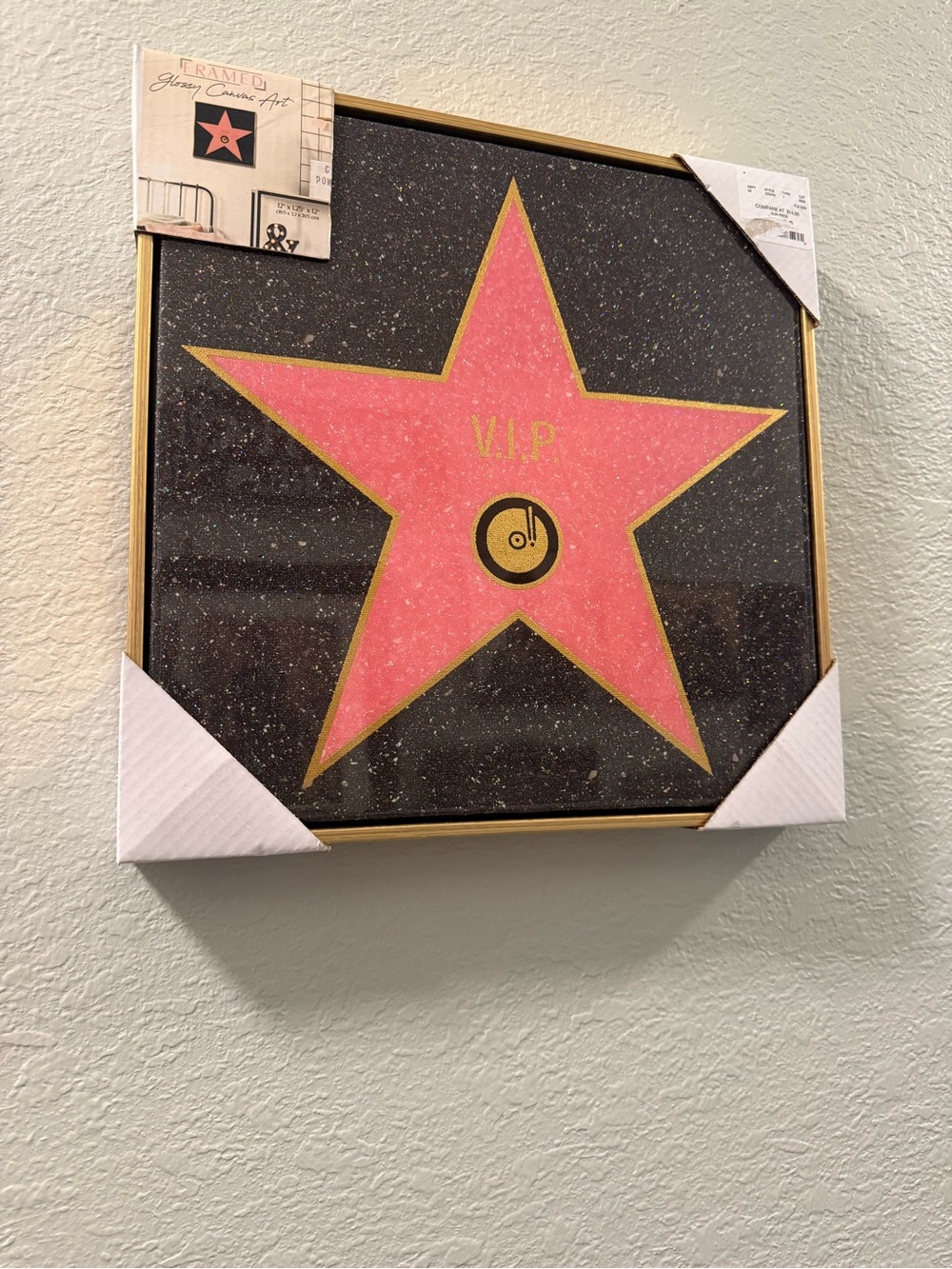 Framed VIP Star Wall Art - Pink and Gold